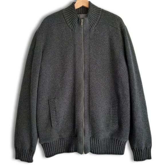 EMANUEL UNGAROFleece Lined Casual Jacket Full-Zip Comfy Knit Gray Men's Sz XL